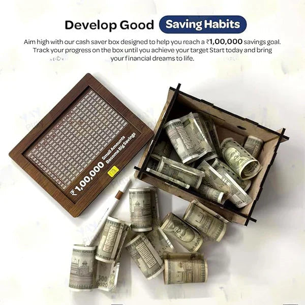 Big Money Saving Milestone Wooden Box - Save Rs 1,00,000/- In Invest Rs 399/-