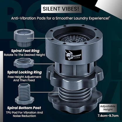 Adjustable Anti Vibration Washing Machine Feet Pads (Set of 4)